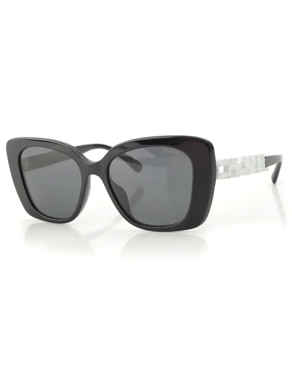 Chanel CC Logo Butterfly Strass Stone Sunglasses Eyewear White